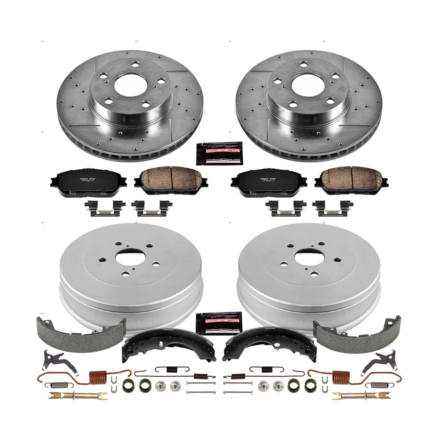 PowerStop Front and Rear Z23 Evolution Sport Brake Pad Rotor Drum and Shoe Kit Fits: TOYOTA Select Models K15413DK