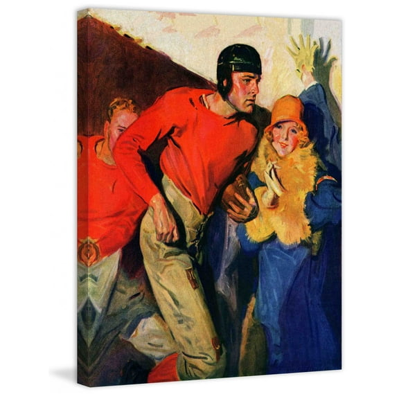Marmont Hill Football Player and Fan by McClelland Barclay Painting Print on Canvas