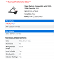 thumbnail image 2 of Wiper Switch - Compatible with 1999 - 2004 Chevy S10 2000 2001 2002 2003, 2 of 2