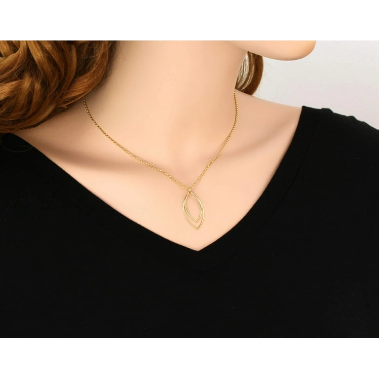 14k Gold Filled Marquise Necklace Modern Minimalist Jewelry