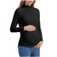 thumbnail image 2 of Qulqfy Long Sleeve Shirt Women Turtleneck Black Fleece Maternity Shirts Thermal Plus Size Shirts for Women, 2 of 9