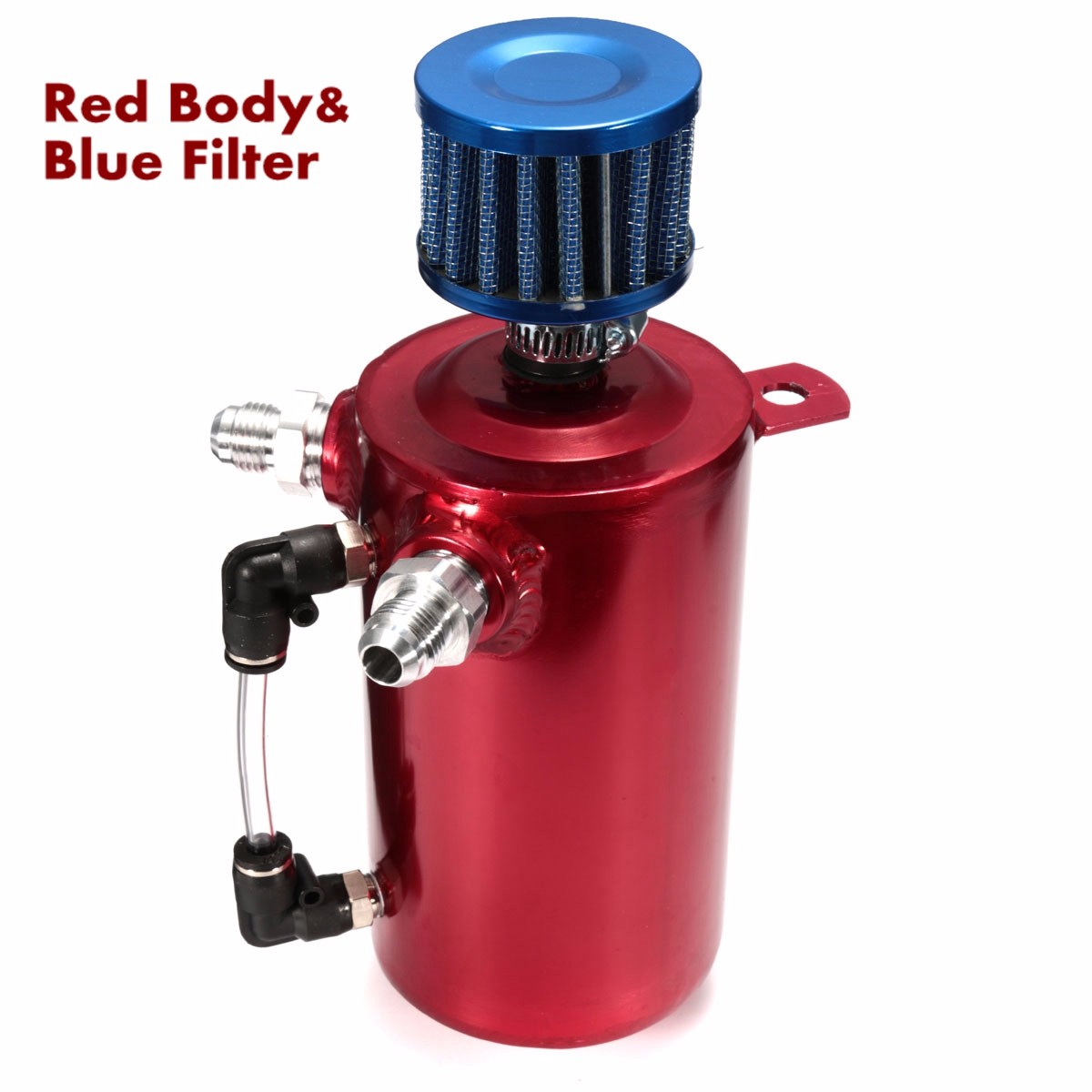 Grtsunsea 0.5L Catch Tank Can Reservoir Breather Blue Filter Alloy Car
