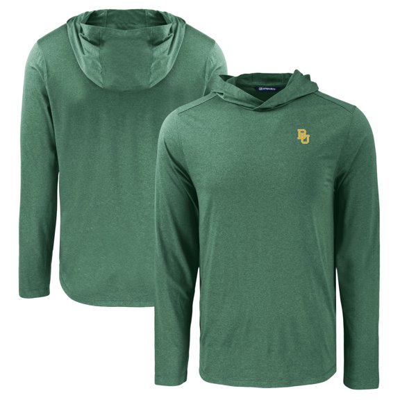 Men's Cutter & Buck Green Baylor Bears Coastline Epic Comfort Eco Recycled Long Sleeve Hoodie T-Shirt