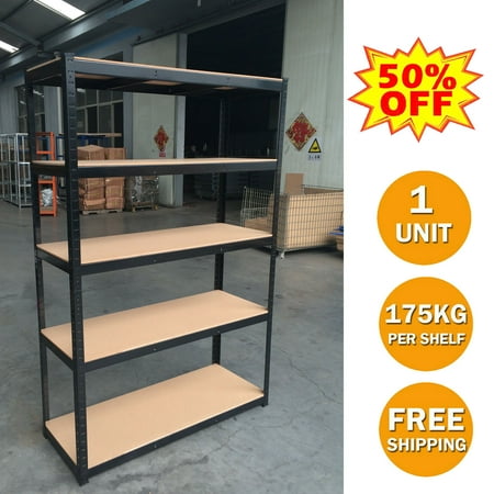 

Bowoshen 5-Tier Heavy Duty Metal Shelving 59 x 28 x 12 Racking Storage Unit Black (386LB Capacity per Shelf) 1929LB Total Capacity Garage Shed Storage Shelves Units