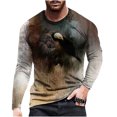 thumbnail image 2 of Utoimkio Men's Pullover Sweatshirts Long Sleeve Casual Print Crewneck Sweatshirts Lightweight Loose Fit Crewneck Pullover Blouse Tops, 2 of 3