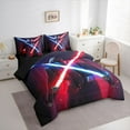 thumbnail image 3 of jejeloiu Modern Cool Lightsaber 7-Piece Twin Bedding Sets,Cartoon Light Sword Bedding Comforter Set,Neon Red Blue Sheet Sets For Boys Kids,Breathable Home Decor Reversible, 3 of 8