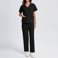 thumbnail image 5 of MLQIDK Scrub Sets for Woman Plus Size Nurse Uniforms Stretchy V Neck Scrub Pants and Tops Medical Scrubs Scrub Joggers Med Couture Scrubs Black XXL, 5 of 6