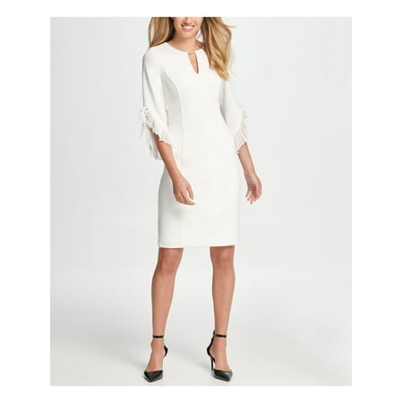DKNY Womens Ivory Bell Sleeve Above The Knee Sheath Party Dress Size: 14