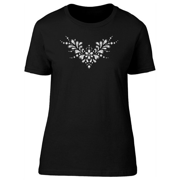 White Flower In V Design T-Shirt Women -Image by Shutterstock, Female x-Large