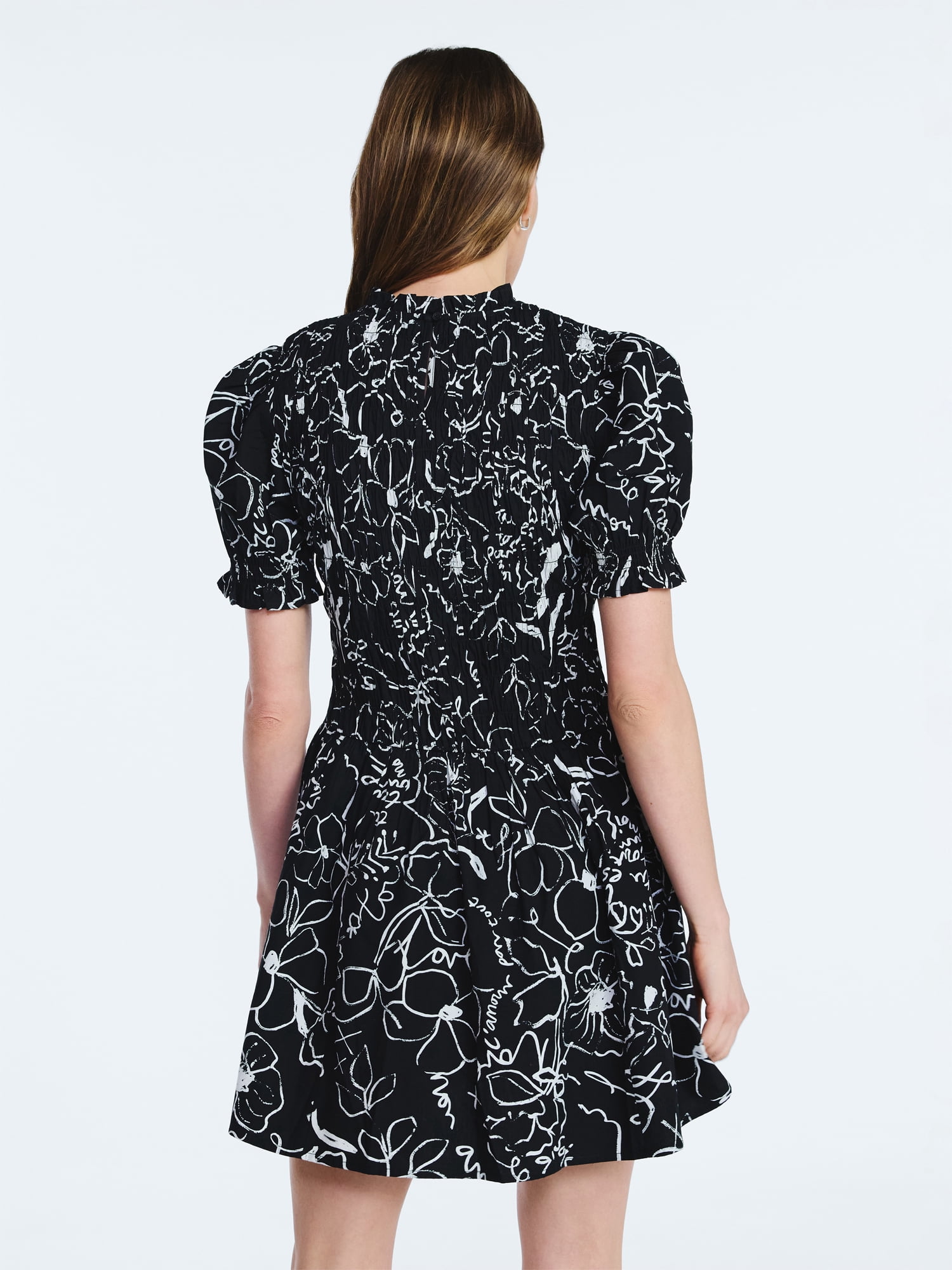 Scoop Women’s and Women's Plus Smocked Floral Mini Dress, Sizes XS-4X
