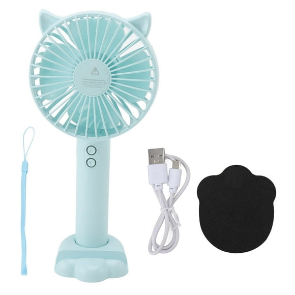 Compact & Rechargeable, 3 Speed Settings, Cute Design, Ideal for Travel, ABS PC Build, Light Blue Portable USB Fan