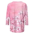 thumbnail image 5 of CYMMPU 3/4 Sleeve Round Neck Blouses for Women Dressy Casual Fall Trendy Shirts Floral Printed Spring Tops Loose Fit Tunic Tops Lightweight Basic Tees Pink M, 5 of 6