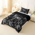 thumbnail image 2 of Manfei Pretty Rose Twin Comforter Sets,Vintage Buck Print Bedding Set,Dark Gray,Black Reversible,2pcs,1 Comforter and 1 Pillowcase, 2 of 7
