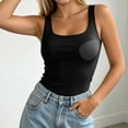thumbnail image 7 of Women Undershirt Baeitkot Women's Fashion Solid Color Round Neck Built-In Chest Pad No Sleeve Sports Top, 7 of 7