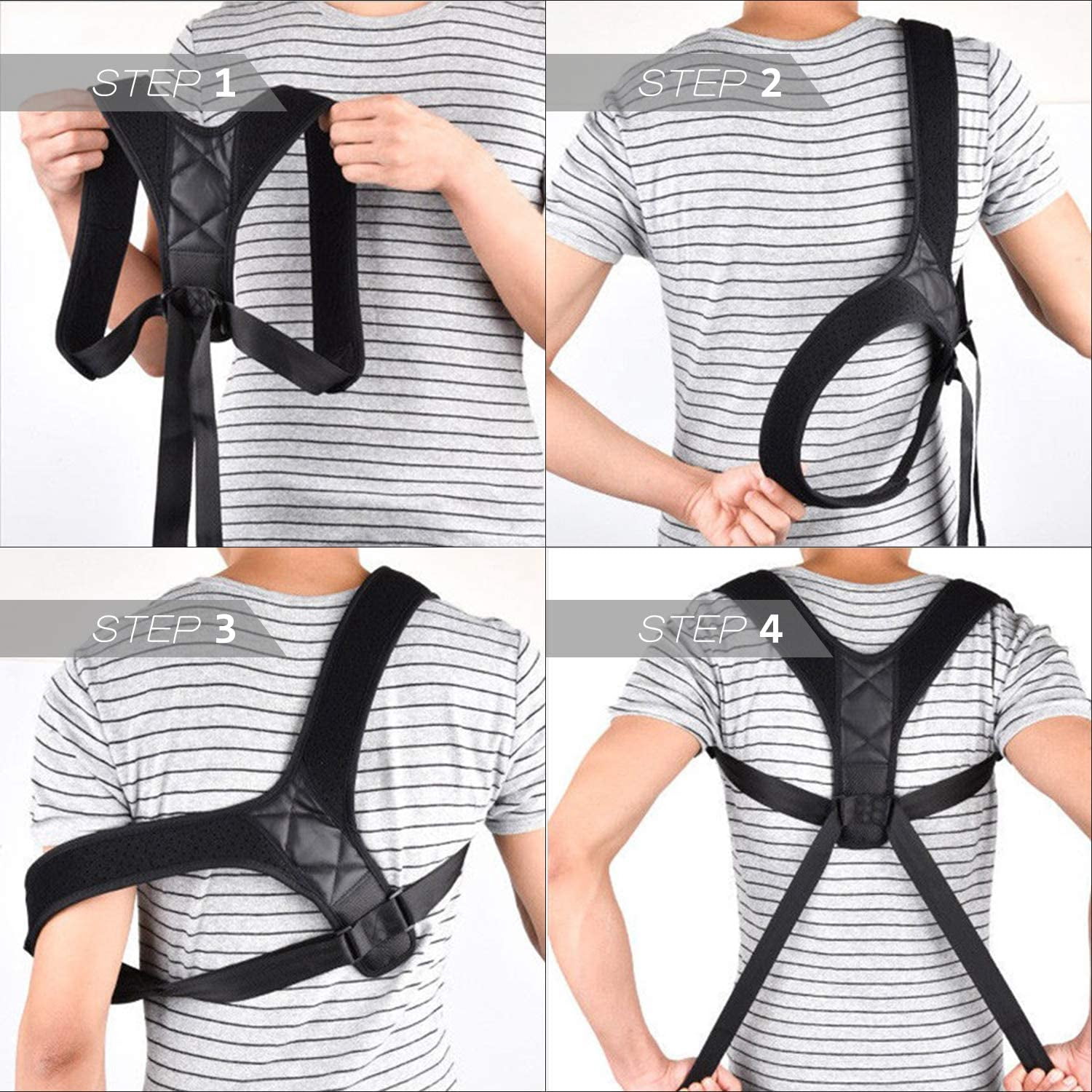 2Pack-Liiva Posture Corrector Posture Belt For Women For Men With Underarm Pads, Adjustable Posture Brace for Back Clavicle Support and Upper Back Correction