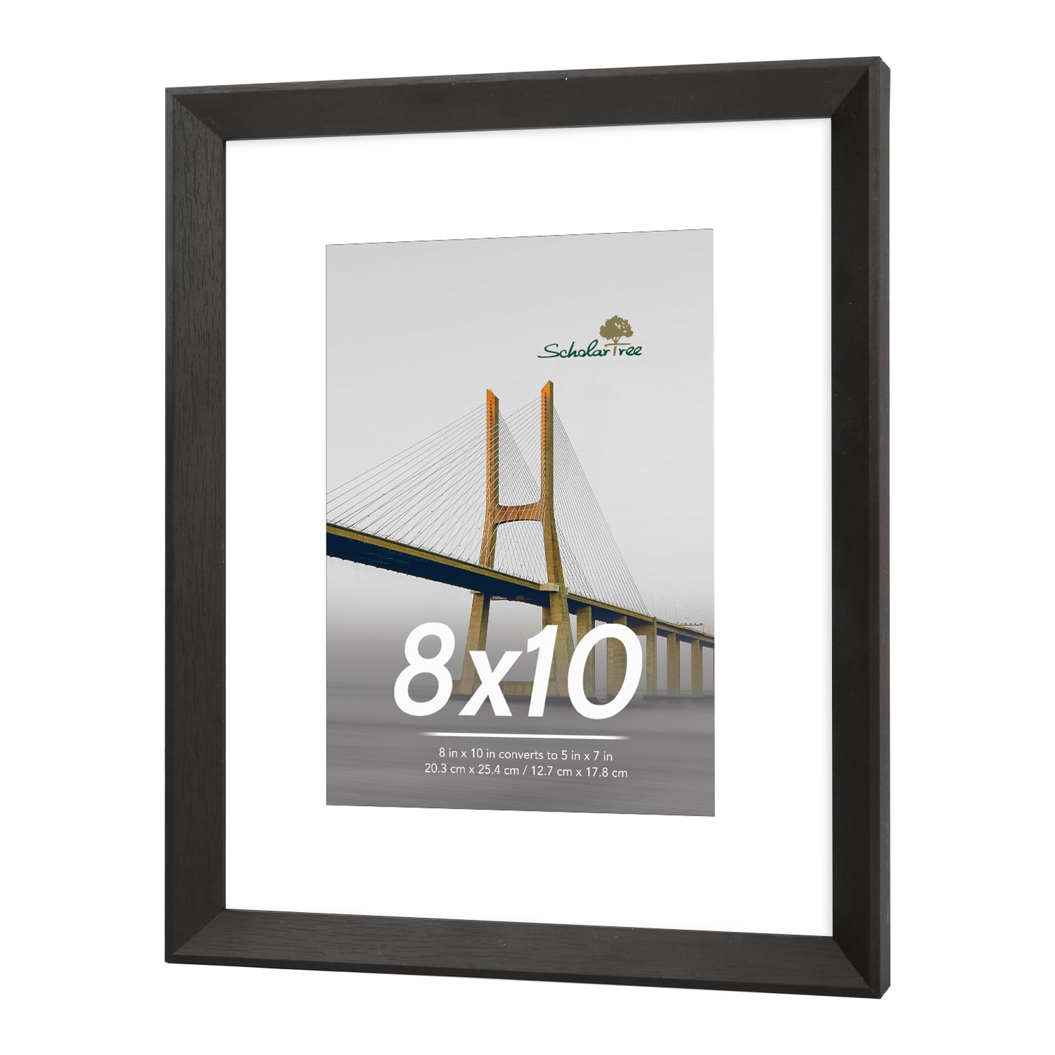 Scholartree 5 PACK 8x10 Wooden Picture Frames, 8x10 Matted to 5x7 Tabletop Picture Frame, Black