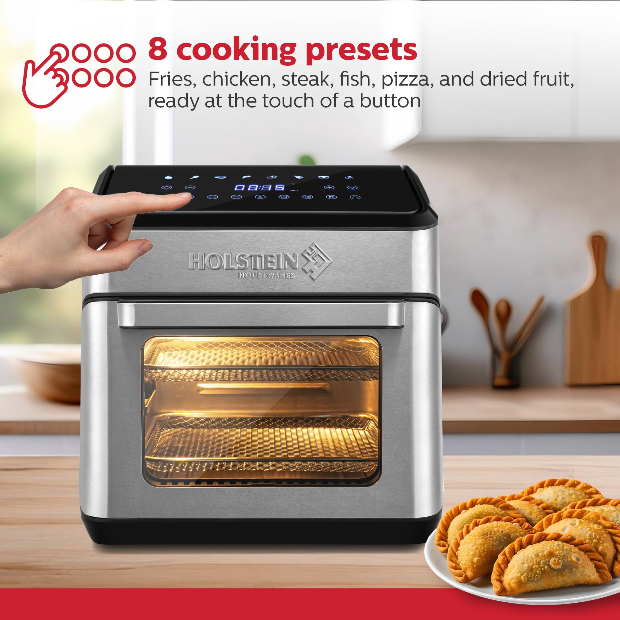 Holstein Housewares 12.7 QT. AIR FRYER OVEN – Family Size, 8 Presets, Adjustable Temperature, Accessories Included, Hot Air Technology for Healthier Cooking
