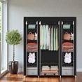thumbnail image 2 of Tcbosik 5-Tier Portable Closet with Hanging Rod and Storage Shelves, Portable Clothes Rack, Free Standing Wardrobe for Bedroom, Black, 2 of 7