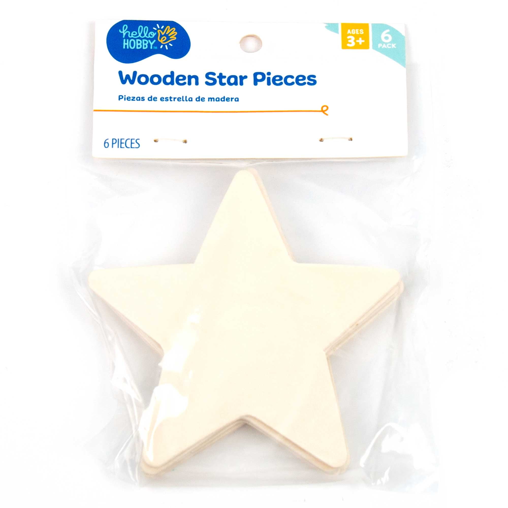 (4 pack) Hello Hobby Wooden Stars, 6-Pack, 0.07 lbs
