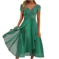 thumbnail image 2 of Robes Maxi Aguichant pour Femmes, Décontractées, à Manches Mi-Longues, d'Été, de Plage, Robe Soleil Hawaïenne, Coupe Évasée, Longue, 2 of 6
