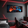 thumbnail image 2 of Manfei Neon Red Blue Gamepad Canvas Wall Art for Living Room, Video Game Wall Hanging Decor for Bedroom, Geometry Honeycomb Wall Decor for Bathroom, Luxury Bedroom Decorative, 2 of 6