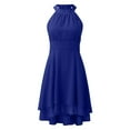 thumbnail image 4 of Fonma Short Chiffon Bridesmaid Dresses 2024 Western Knee Length Formal Gowns for Country Wedding Guest Dress Royal Blue L, 4 of 5