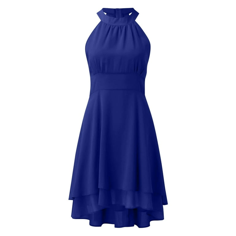 high low dress royal blue Royal Blue A-Line Tango Dress with High-Low Hem – CARLA main image 0