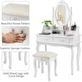 thumbnail image 3 of 4 Drawers Vanity Dressing Desk Makeup Table and Stool Set Dresser with Mirror, 3 of 10