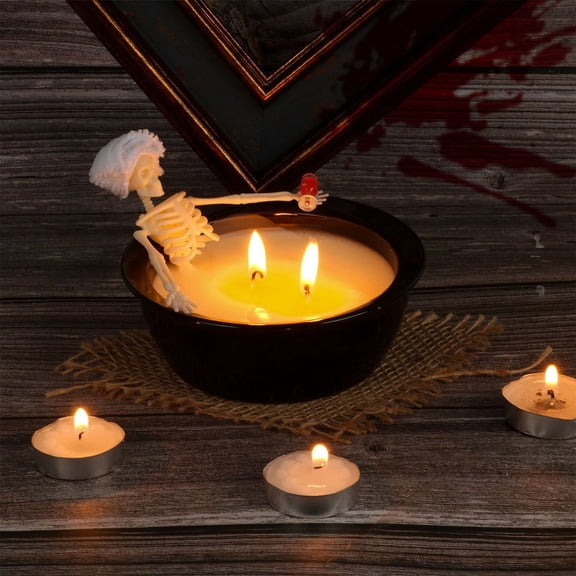 Halloween Decoration Indoor,Skeleton Bathtub Candle,Funny Halloween Decor, Scented Soy Wax Candle for Home, Unique Gift Idea, Black Bowl