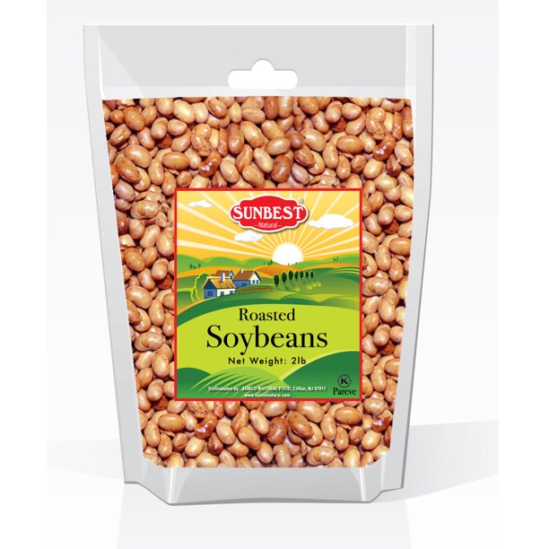 SUNBEST Whole, Roasted Soybeans No Salt, Soy Nuts, 2 Lb in Resealable
