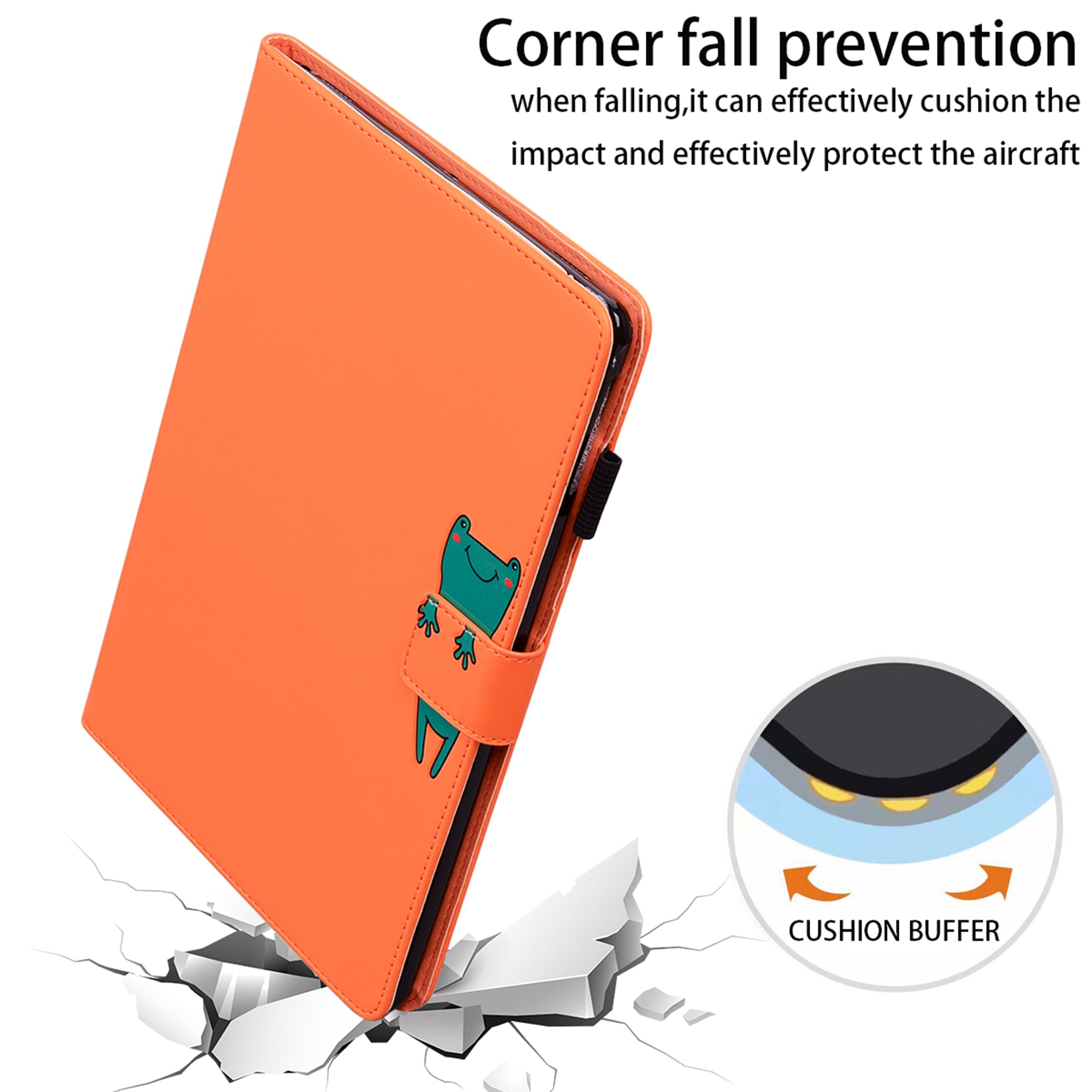 Dteck Folio Case for iPad Air 13-inch (M3/M2) 2025/2024, Multi-Angle Viewing Protective Stand Cover with Pencil Holder & Card Holder,Orange