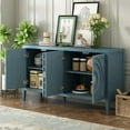 thumbnail image 2 of Accent Storage Cabinet with Adjustable Shelves, Wood Sideboard Buffet Cabinet with Round Shaped Doors and Metal Handle, Aesthetic Console Table Sofa Table for Living Room Entryway, Antique Blue, 2 of 7