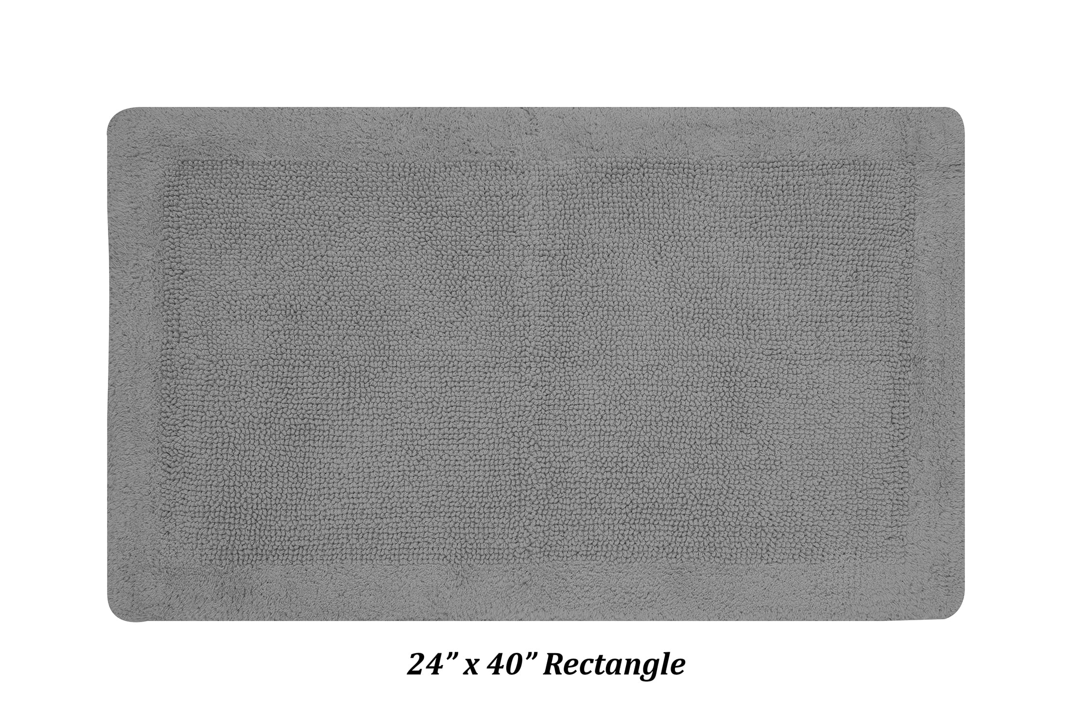 Better Trends 24" x 40" Premium Bathroom Rugs 100% Cotton Soft Reversible Tufted Bath Mat Water Absorbent Bath Rug Ideal for Bathroom Shower and Tub Use (Gray) Edge Collection