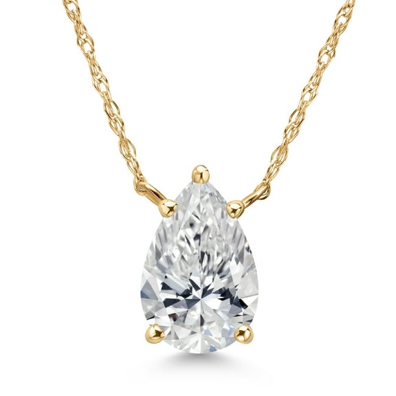 Gem Stone King 1.00 Ct IGI Certified Lab Grown Diamond Pendant Necklace for Women in 14K Yellow Gold | Pear Shape | D-E Color | VS1-VS2 Clarity | With 18 inch Chain