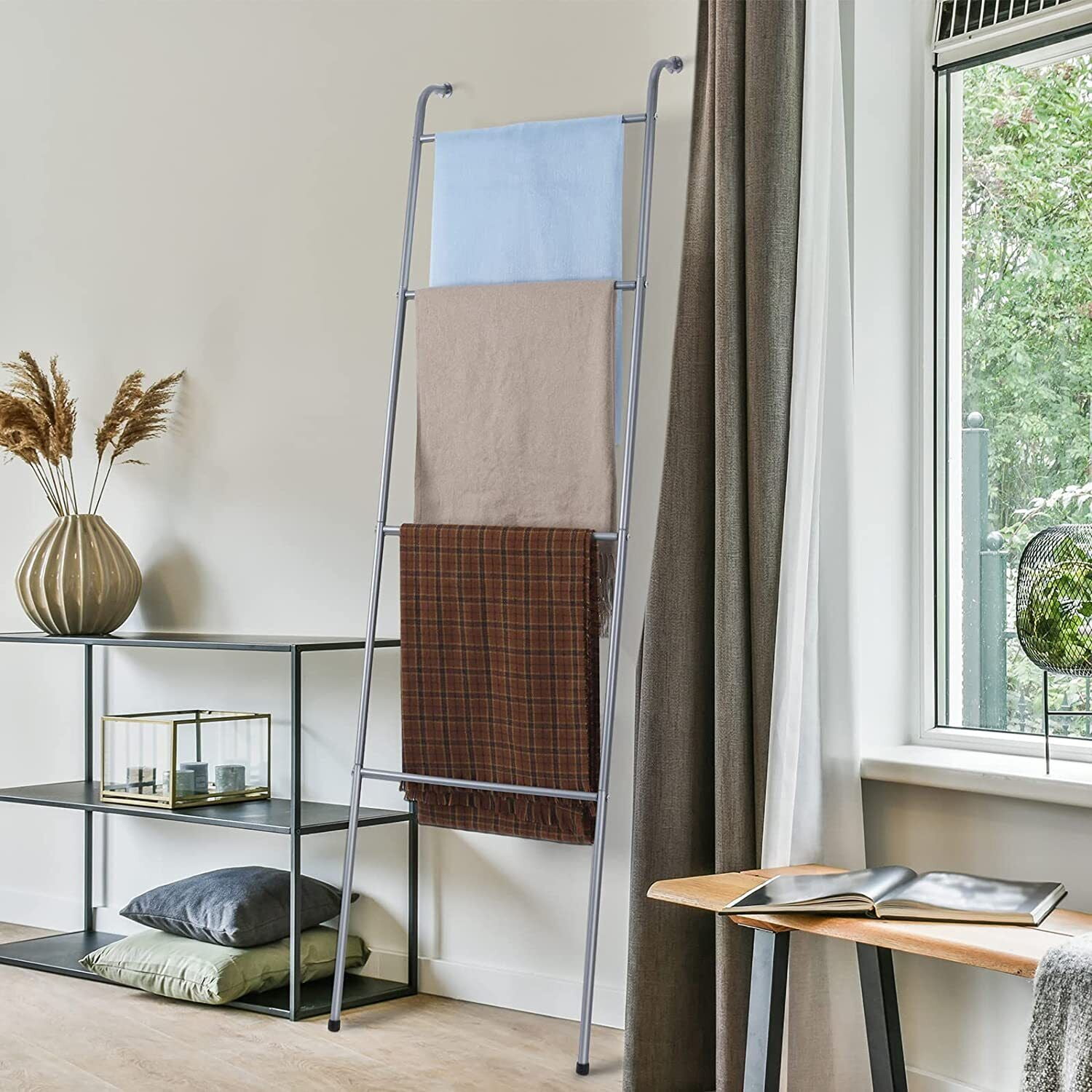 4 Layer Wall Leaning Blanket Ladder Decorative Metal Towel Drying Quilt