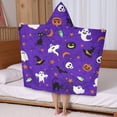 thumbnail image 5 of Halloween Purple Spider Web Pattern Hooded Bath Towel，50"x30" for Ages 3 To 12 Kids, Quick Dry Lightweight Soft Microfiber Hood Beach Towel Cover Up for Kids, 5 of 7