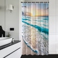 thumbnail image 2 of Sea Beach Ocean Waves Shower Curtain with Hooks, Stall Small Island Hawaiian Sunrise Beach Theme Waterproof Fabric Shower Curtain, 36" W x 72" H, 2 of 6