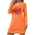 thumbnail image 2 of uublik Womens Pajama Dress Valentine's Day Night Shirts for Sleeping Pullover Nightgown Soft Nightdress Orange, 2 of 6