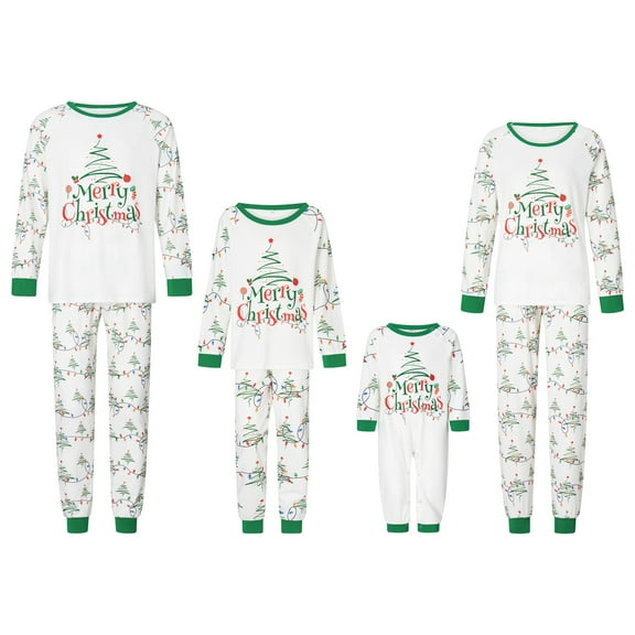 Elippeo Christmas Pajamas for Family Long Sleeve Tops   String Lights Print Pants Set Sleepwear