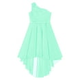 thumbnail image 3 of YiZYiF Girls Chiffon Shiny Rhinestone Party Dress Sleeveless One-Shoulder High-Low Hem Wedding Cocktail Evening Gown Mint Green 10, 3 of 5