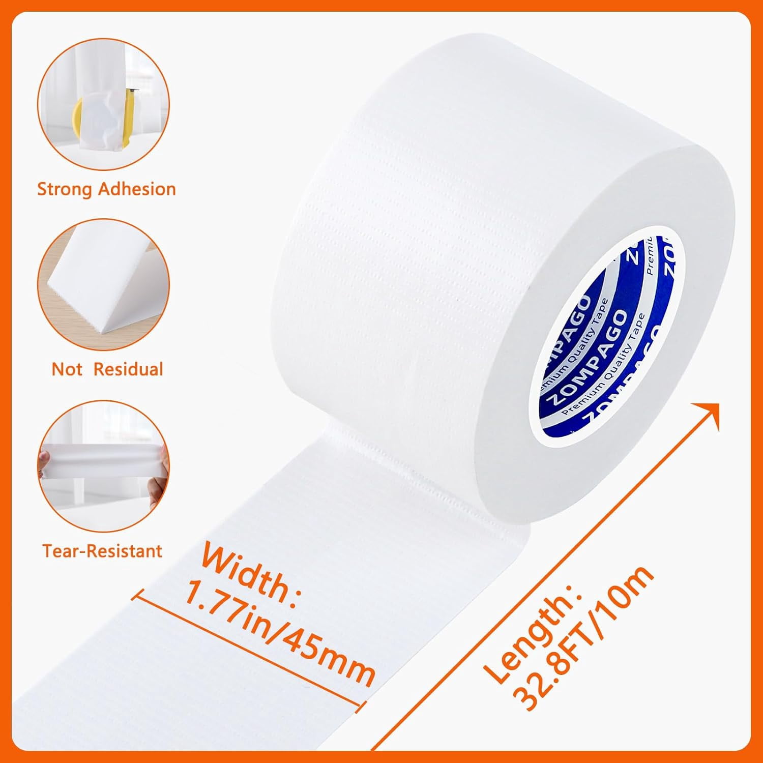 FRKSMD-Strong Adhesive Cloth Weather Stripping Tape for Sliding Windows and Door Frames - Seal Strip for Soundproofing,Dustproof, Waterproof,and Windproof-Durable and Wear Resistant,1.8inx33FT,White