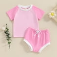 thumbnail image 2 of Bagilaanoe 2pcs Newborn Baby Boy Girl Shorts Set Short Sleeve Contrast Colors T Shirt Tops + Shorts 3M 6M 12M 18M Infant Casual Summer Clothes, 2 of 8