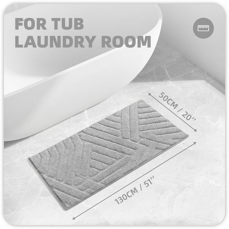 REINDEER FLY Bathroom Rug, Soft Absorbent Bathroom Mat and Bath Mat,  Premium Microfiber Shag Bath Rug Machine Washable (20x29,Grey and White)