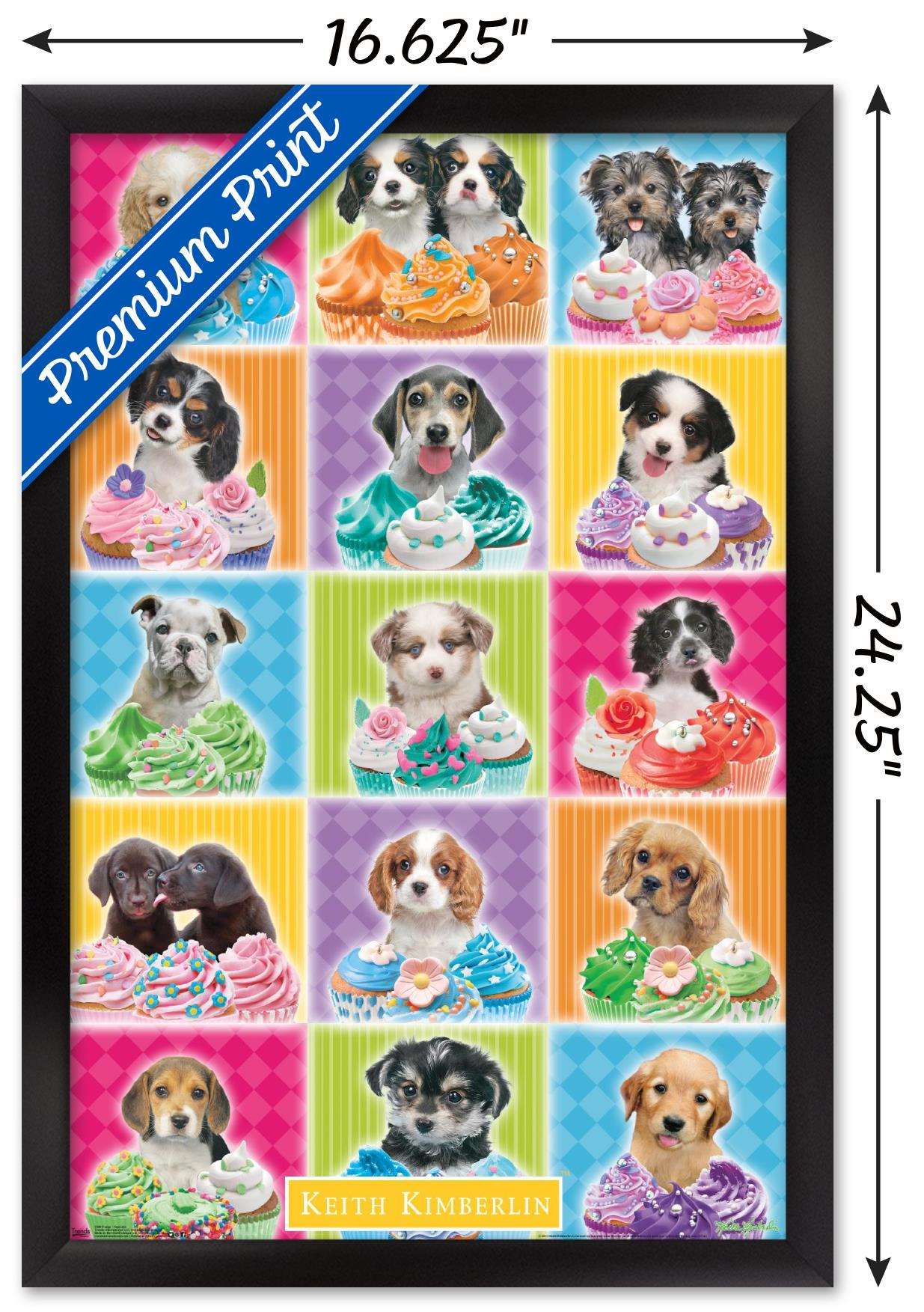 Keith Kimberlin - Puppies - Cupcakes Wall Poster, 14.725" x 22.375", Framed
