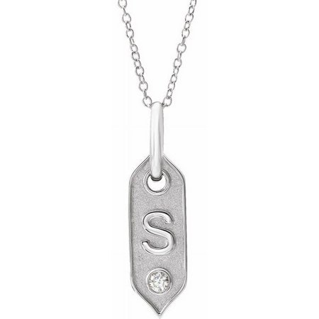 14K White .05 CT Natural Diamond Initial S 16-18" Necklace 653627:655:P