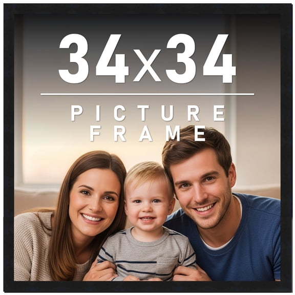 34x34 Frame Black Picture Frame - Modern Photo Frame Includes UV Acrylic Shatter Guard Front, Acid