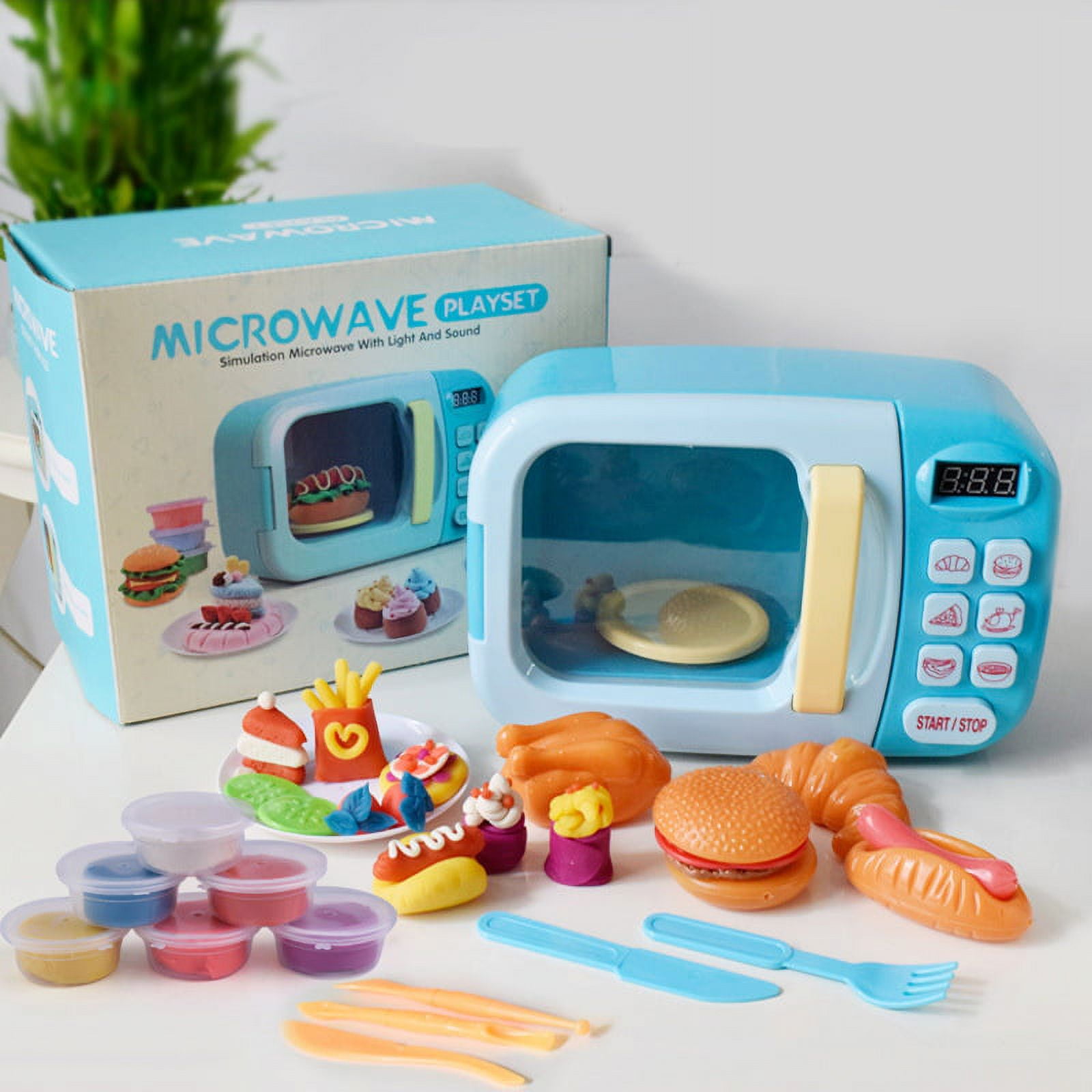 Realistic Microwave Oven, Miniature Oven with food,Party Accessories  Toys,Pretend Play Kitchen Appliances Set,for Window Display,Crafts green