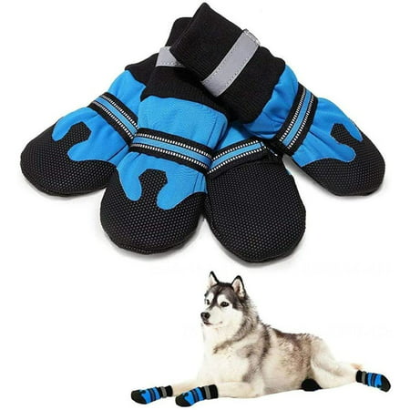 

Kreigaven Dog Shoes Dogs Paw Protector Anti-Slip Dog Boot Warm Breathable Waterproof Dogs Boots with Reflective Strips for Hiking and Running 4Pcs