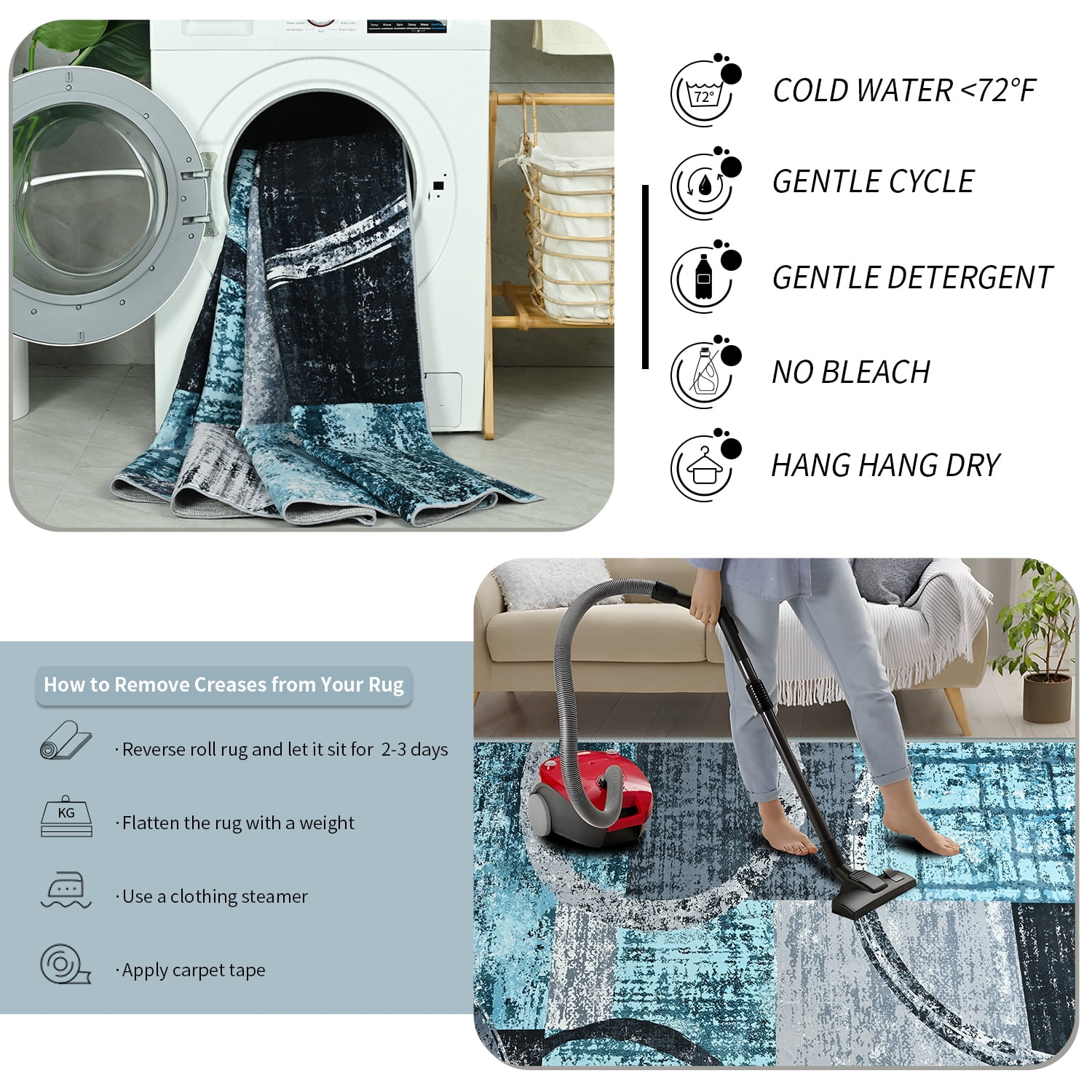 Ultrug Fluffy Rugs for Bedroom Abstract Area Rug for Living Room Decor Nursery Carpet,6'x9',Blue