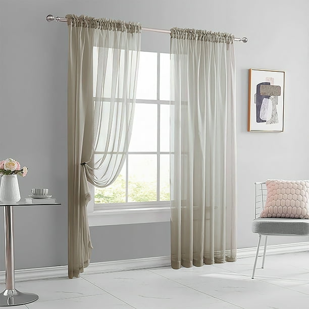 XmhyTop-A Cortina de color liso, 2 piezas, 100 x 250 cm, para ventana, sala de estar, dormitorio y decoración del hogar, color caqui.